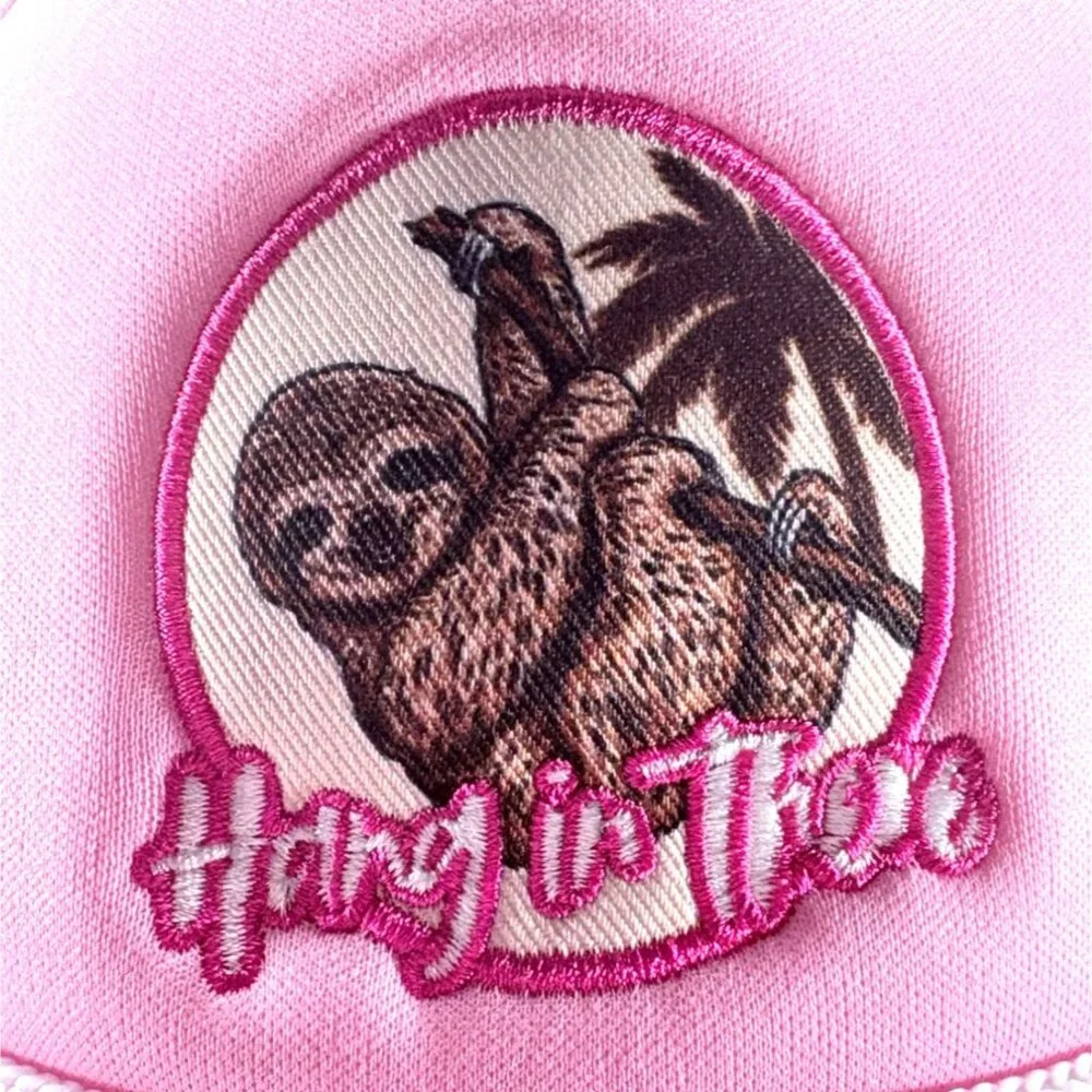 Simply Southern‎ Embroidered Sloth Hang In There Pink Snapback Trucker Hat